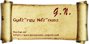 György Nónusz névjegykártya